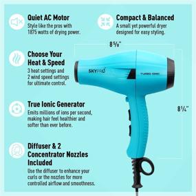 img 1 attached to SKYPRO Профессиональный фен для волос с насадкой-диффузором - ионизирующий фен для женщин: небольшой, тихий, легкий, компактный фен - мощность 1875 Вт для быстрой сушки в стиле салона с ионным генератором против пушистости волос