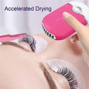 img 1 attached to 🌬️ Alivilice Eyelash Fan Dyer: Rechargeable Portable AC Blower for Extension - Includes 2 Lash Tweezers (USB, Rose Red)