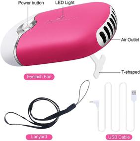 img 3 attached to 🌬️ Alivilice Eyelash Fan Dyer: Rechargeable Portable AC Blower for Extension - Includes 2 Lash Tweezers (USB, Rose Red)