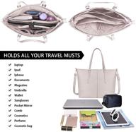 👜 laptop tote bag for women - 15.6 inch waterproof lightweight leather computer laptop bag - women's business office work bag - briefcase & large travel handbag - shoulder bag in beige logo