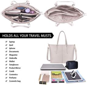 img 4 attached to 👜 Laptop Tote Bag for Women - 15.6 Inch Waterproof Lightweight Leather Computer Laptop Bag - Women's Business Office Work Bag - Briefcase & Large Travel Handbag - Shoulder Bag in Beige