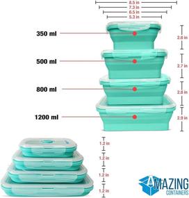 img 3 attached to Space-Saving Collapsible Silicone Food Storage Container Set of 4: Lids Included, Stackable & Microwaveable – Freezer, Dishwasher Safe – BPA Free, Perfect for Leftovers, Meal Prep Lunch Boxes