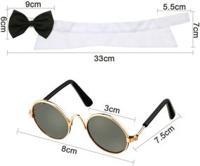 img 3 attached to 🐾 Stylish Pet Bow Tie and Sunglasses Set for Cats and Dogs - Adjustable Formal Collar Neck Tie - Funny and Cute Accessories for Your Pets - Black and White - Pack of 2