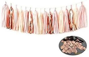 img 1 attached to 🎉 Sogorge 15-Piece 14-inch Tissue Paper Tassel Garland in Rose Gold Foil, Pink, and Ivory + Free 10g Rose Gold Paper Confetti - Perfect for Weddings, Birthdays, Bridal Showers, Baby Showers Decor (Rose Gold)
