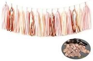 🎉 sogorge 15-piece 14-inch tissue paper tassel garland in rose gold foil, pink, and ivory + free 10g rose gold paper confetti - perfect for weddings, birthdays, bridal showers, baby showers decor (rose gold) logo