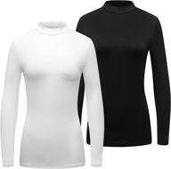 👚 formeet17 women's 2-pack long sleeve mock neck t-shirt - basic stretchy layered comfy mock neck shirt логотип