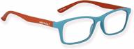 👓 stylish blue light and reading glasses for women & men - orange/blue 1.50 power logo