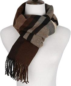 img 1 attached to 🧣 Stylish Runtlly Classic Cashmere Scarves in Brown and Black - Perfect for All Occasions