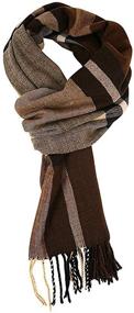 img 2 attached to 🧣 Stylish Runtlly Classic Cashmere Scarves in Brown and Black - Perfect for All Occasions
