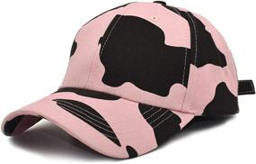 img 2 attached to 🧢 Unisex Adjustable Baseball Cap with Womens Cow Print - Casual Cotton Sun Hat Ideal for Teen Girls