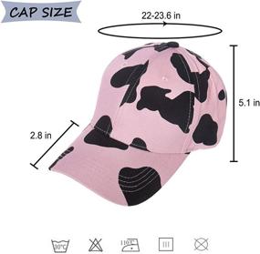 img 1 attached to 🧢 Unisex Adjustable Baseball Cap with Womens Cow Print - Casual Cotton Sun Hat Ideal for Teen Girls