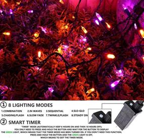 img 2 attached to 🎃 Halloween Icicle Lights with Timer - 7.7ft Purple Orange Curtain String Lights Extendable 8 Modes for Outdoor Garden House Window Decor - Extendable Halloween Lighting, Party Decorations - HAYATA 100 LED