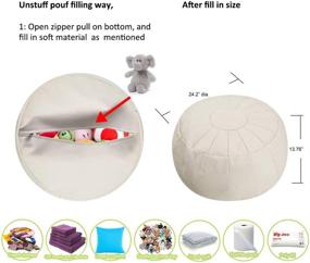 img 2 attached to 🪑 ROTOT Unstuffed Pouf Cover Ottoman Bean Bag Chair Foot Stool Foot Rest Storage Solution Wedding Cream