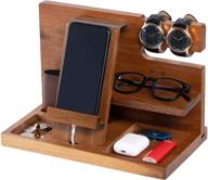 📱 organize your space with wutcrft wooden phone docking station and nightstand organizer - ideal desk organizer, birthday gift, or gifts for men with watch, glasses, wallet, and accessories holder логотип