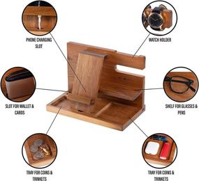 img 2 attached to 📱 Organize Your Space with WUTCRFT Wooden Phone Docking Station and Nightstand Organizer - Ideal Desk Organizer, Birthday Gift, or Gifts for Men with Watch, Glasses, Wallet, and Accessories Holder