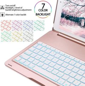 img 2 attached to 🌹 Rose Gold iPad Keyboard Case for 10.2" iPad 8th Gen 2020/7th Gen 2019, iPad Air 3rd Gen 10.5, iPad Pro 10.5 2017 - Backlit Bluetooth Keyboard, Smart Switch, Protective Hard Shell, Auto Wake/Sleep, Ultra Slim Design