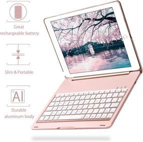 img 3 attached to 🌹 Rose Gold iPad Keyboard Case for 10.2" iPad 8th Gen 2020/7th Gen 2019, iPad Air 3rd Gen 10.5, iPad Pro 10.5 2017 - Backlit Bluetooth Keyboard, Smart Switch, Protective Hard Shell, Auto Wake/Sleep, Ultra Slim Design