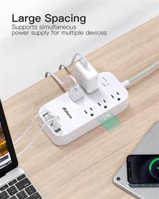 img 1 attached to 🔌 Compact Power Strip with USB C - Wall Mountable Extension Cord, 5 Outlets 4 USB Ports, 5ft Long Cord, Ideal for Travel, Home Office Charging Station