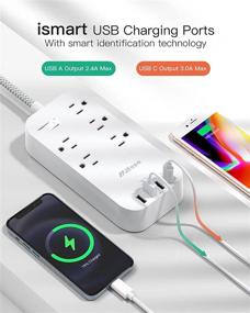 img 2 attached to 🔌 Compact Power Strip with USB C - Wall Mountable Extension Cord, 5 Outlets 4 USB Ports, 5ft Long Cord, Ideal for Travel, Home Office Charging Station