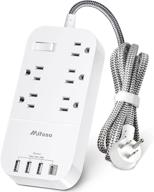 🔌 compact power strip with usb c - wall mountable extension cord, 5 outlets 4 usb ports, 5ft long cord, ideal for travel, home office charging station logo