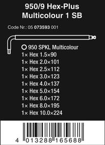 img 3 attached to 🔧 Набор ключей шестигранных с шарнирной головкой Wera 950 Spkl/9 Sm N, многоцветный, метрический, с черным лазерным покрытием, 9 элементов