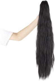 img 2 attached to 💇 FUT Women's 21 inch Long Straight Hairpiece: Claw Ponytail Clip-in Extensions