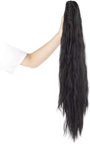 img 1 attached to 💇 FUT Women's 21 inch Long Straight Hairpiece: Claw Ponytail Clip-in Extensions