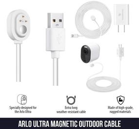 img 3 attached to Arlo Ultra/Ultra 2/Pro 3/Pro 4 Compatible 25ft/7.6m Weatherproof Outdoor Charging Cable with Quick Charge Adapter - White (NOT Compatible with Arlo Essential Spotlight Camera)