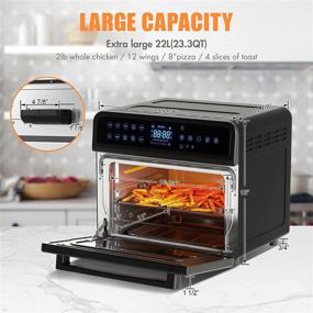 img 2 attached to 🍳 10-in-1 Kitchen Oven: Countertop Digital Toaster Oven Air Fryer Combo - 23 QT Capacity, 1500 Watts, Matte Black - ETL Certified