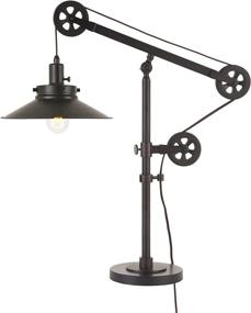 img 2 attached to Henn & Hart Traditional Metal Wide Brim Table Lamp: Enhanced Pulley System, Blackened Bronze Finish