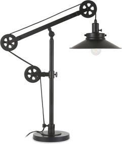 img 3 attached to Henn & Hart Traditional Metal Wide Brim Table Lamp: Enhanced Pulley System, Blackened Bronze Finish