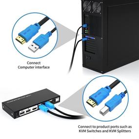 img 1 attached to 🔌 Кабель Twin HDMI USB A на HDMI USB B 10 футов для стандартного KVM-переключателя - набор из 2