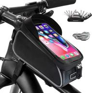 🚲 cycling waterproof front frame bag with touch screen holder case for iphone & android - bike phone front frame bag for cellphones under 6.5” logo