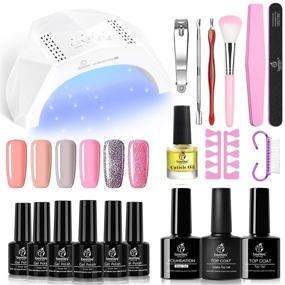 img 4 attached to 💅 Набор геля для ногтей Beetles Nude Pink с УФ-лампой - Полный маникюрный набор для ногтей салонного качества, Набор гелевого лака с блестками - Долговечная, смываемая формула - Включает 48W светодиодную лампу для ногтей - Идеально для подарков и украшений на Рождество.