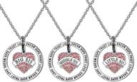 💖 set of 3 pink rhinestone crystal heart shape pendant necklaces - perfect christmas gifts for big sis, middle sis, and little sis logo