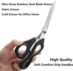 img 2 attached to 🧵 Professional Fabric Scissors, 9.5 Inch Soft Comfort Grip Handles for Sewing, Ultra Sharp Stainless Steel Blade Shears, Craft Scissors for Home Office