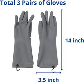 img 3 attached to 🧤 Enhanced Thicker Dish Washing Gloves (3 Pair) with Non-Slip Honeycomb Grip - Reusable, Waterproof, Perfect for Kitchen and Bathroom Cleaning