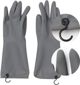 img 4 attached to 🧤 Enhanced Thicker Dish Washing Gloves (3 Pair) with Non-Slip Honeycomb Grip - Reusable, Waterproof, Perfect for Kitchen and Bathroom Cleaning