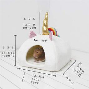 img 1 attached to Balacoo Hamster Warm Bed House Soft Cushion Couch Hut - Unicorn Design Hammock Hideout for Rabbit Chinchilla Squirrel Hedgehog - White (Size S)