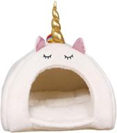 balacoo hamster warm bed house soft cushion couch hut - unicorn design hammock hideout for rabbit chinchilla squirrel hedgehog - white (size s) логотип