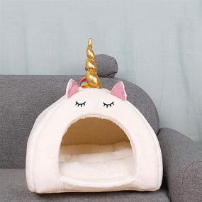 img 2 attached to Balacoo Hamster Warm Bed House Soft Cushion Couch Hut - Unicorn Design Hammock Hideout for Rabbit Chinchilla Squirrel Hedgehog - White (Size S)