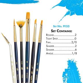 img 2 attached to 🖌️ Princeton Real Value, Series 9100, Acrylic, Oil & Watercolor Painting Brush Sets, Synthetic Gold Taklon (Round 2, Tight Spot 0, Fan 2/0, Shader 2, 6, Angle 1/8)