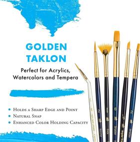 img 1 attached to 🖌️ Princeton Real Value, Series 9100, Acrylic, Oil & Watercolor Painting Brush Sets, Synthetic Gold Taklon (Round 2, Tight Spot 0, Fan 2/0, Shader 2, 6, Angle 1/8)