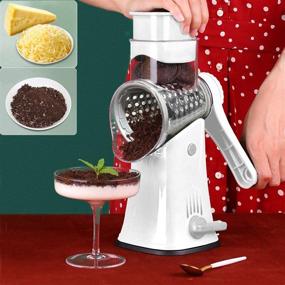 img 3 attached to 5-in-1 Rotary Cheese Grater Shredder: Tumbling Box Mandoline Slicer, Julienne Cutter, Waffle Cutter, Nut Chopper - With Handle & Strong Suction Base