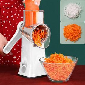 img 1 attached to 5-in-1 Rotary Cheese Grater Shredder: Tumbling Box Mandoline Slicer, Julienne Cutter, Waffle Cutter, Nut Chopper - With Handle & Strong Suction Base