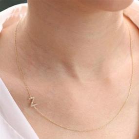 img 1 attached to 🎁 Hidepoo Sideways Initial Necklace: Personalized 14k Gold Plated Monogram Necklace for Women - Dainty and Elegant Alphabet Necklace with Cubic Zirconia - Perfect Gift for Women and Girls