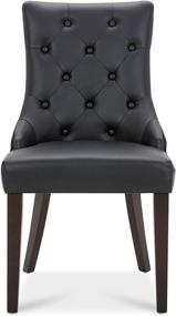 img 3 attached to 🪑 CHITA Dining Room Chairs: Elegant Leather Upholstered Mid-Century Modern Padded Natural Chair - Black