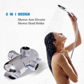 img 1 attached to 🚿 High-Quality 3-Way Shower Arm Diverter with Adjustable Handheld Shower Head Holder - Universal 1/2-Inch Valve and Swivel Bracket for Shower Arm Mounting