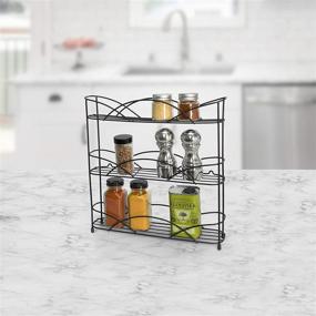 img 3 attached to 🌶️ Spectrum Diversified 3-Tier Rack: Countertop & Wall-Mounted Kitchen Organizer - 3 Spice Shelves, Raised Rubberized Feet, in Black