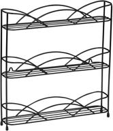 🌶️ spectrum diversified 3-tier rack: countertop & wall-mounted kitchen organizer - 3 spice shelves, raised rubberized feet, in black logo